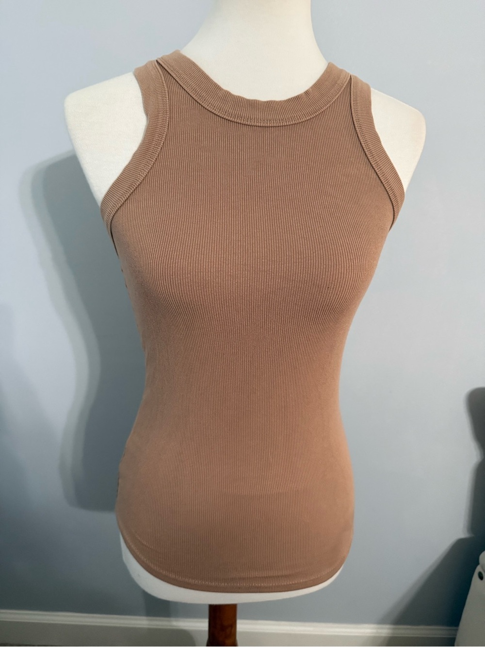 Source Unknown Ribbed Tank Top in Beige Brown